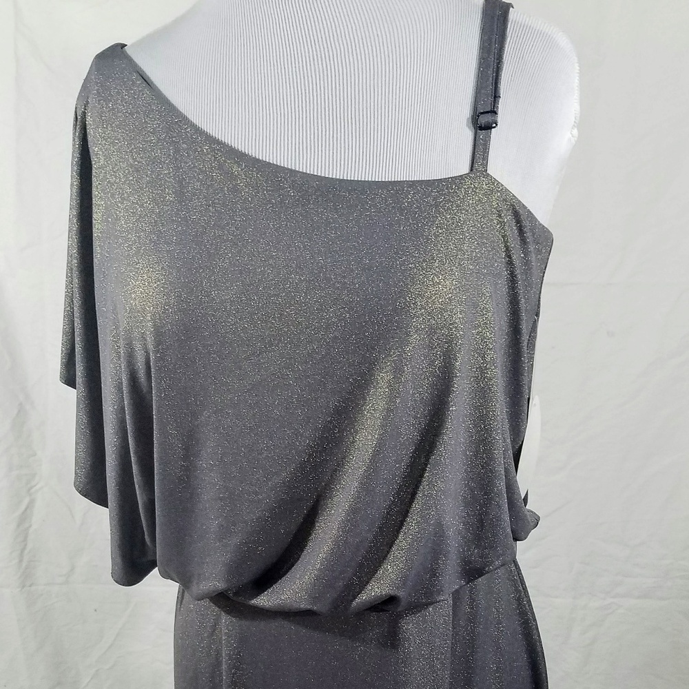 Emma & Michele Grey Metallic One Shoulder Mini SzM